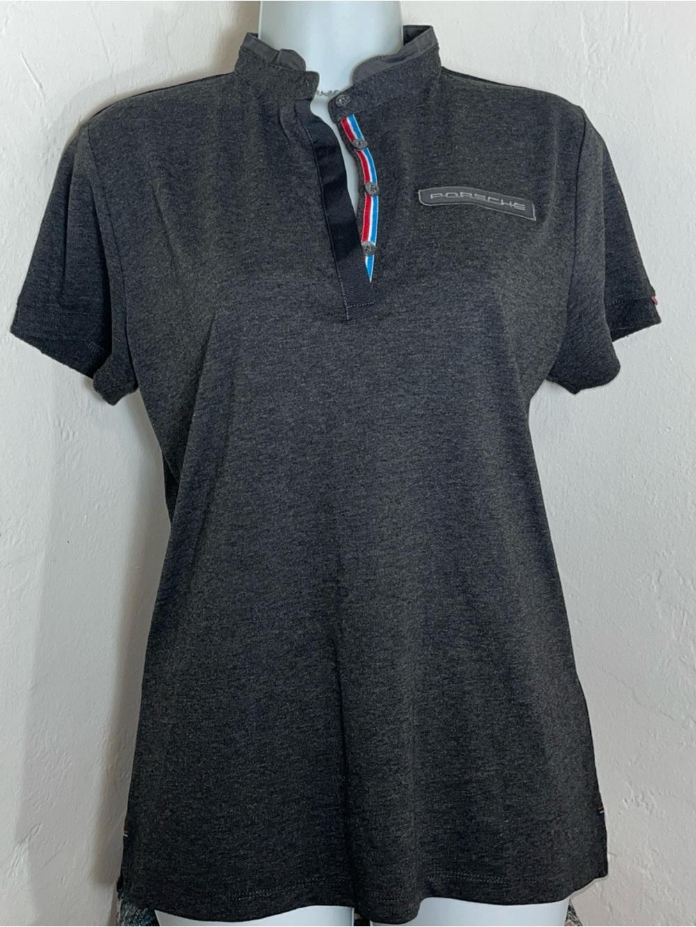 Porsche Design Women's Charcoal Short Sleeve Polo. Size small